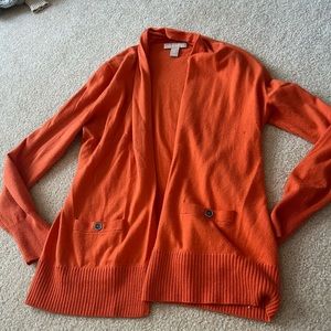 athleta orange button up cardigan